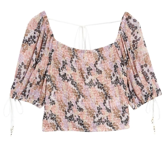 New Free People Puff Sleeve Crop Top Size M - Picture 7 of 15